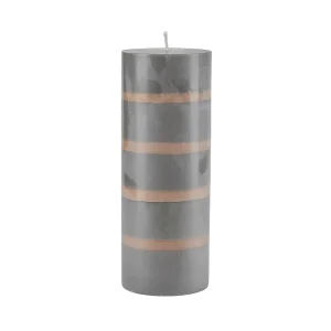 Cozy Living Bloklys H20 - Grey/Ocher | Stribet Dekorationslys