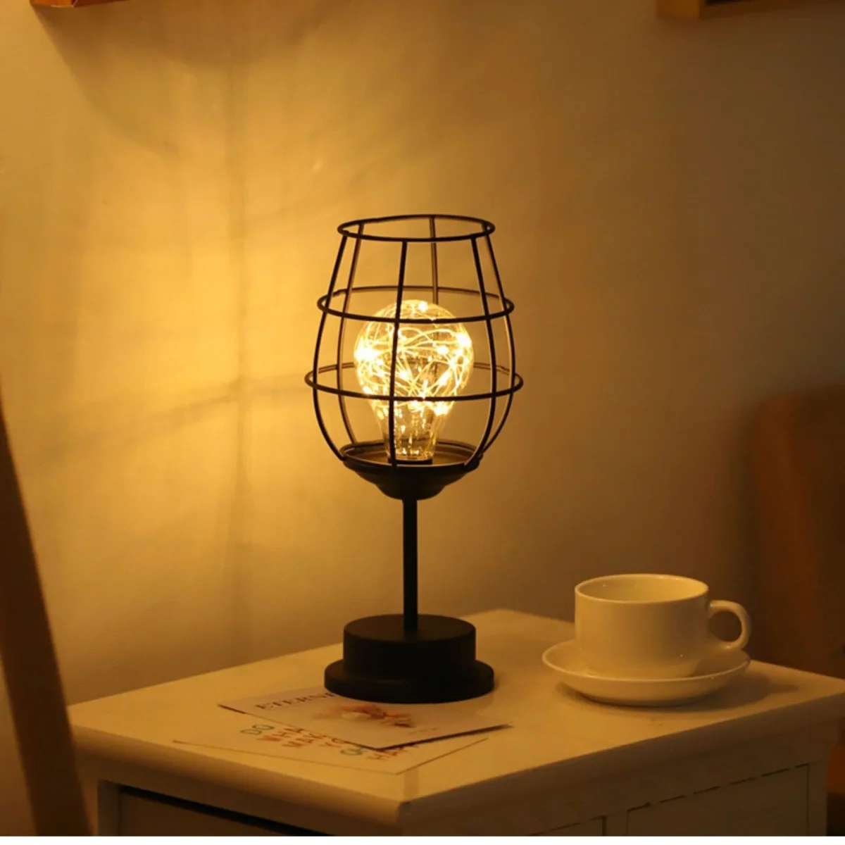 Bordlampe med åben metalskærm - Billede 7