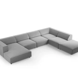 Arendal 7-pers. velour sofa højre hjørne