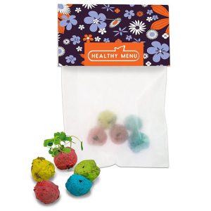 Farverige mini blomsterbolde m/u tryk