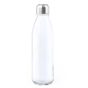Vandflaske i glas og stål m/u tryk