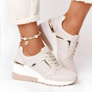 Chunky Stilfuld Ortopædiske Sko Dame - Lace-Up - Komfortabel - PU Læder