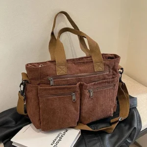 Corduroy Crossbody Taske Dame - Skuldertaske - Rejsetaske - Letvægt