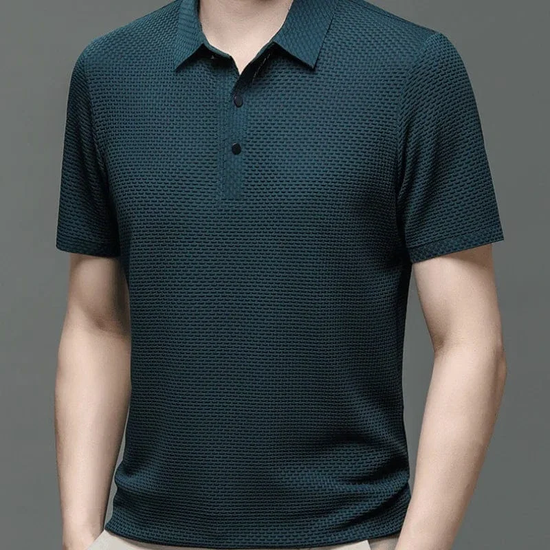 Korte ærmer Sommer Polo Shirt til Mænd - Åndbar - Silke - Strikket - Billede 9