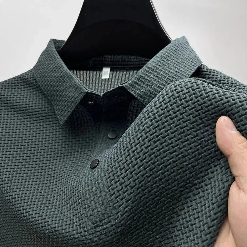 Korte ærmer Sommer Polo Shirt til Mænd - Åndbar - Silke - Strikket