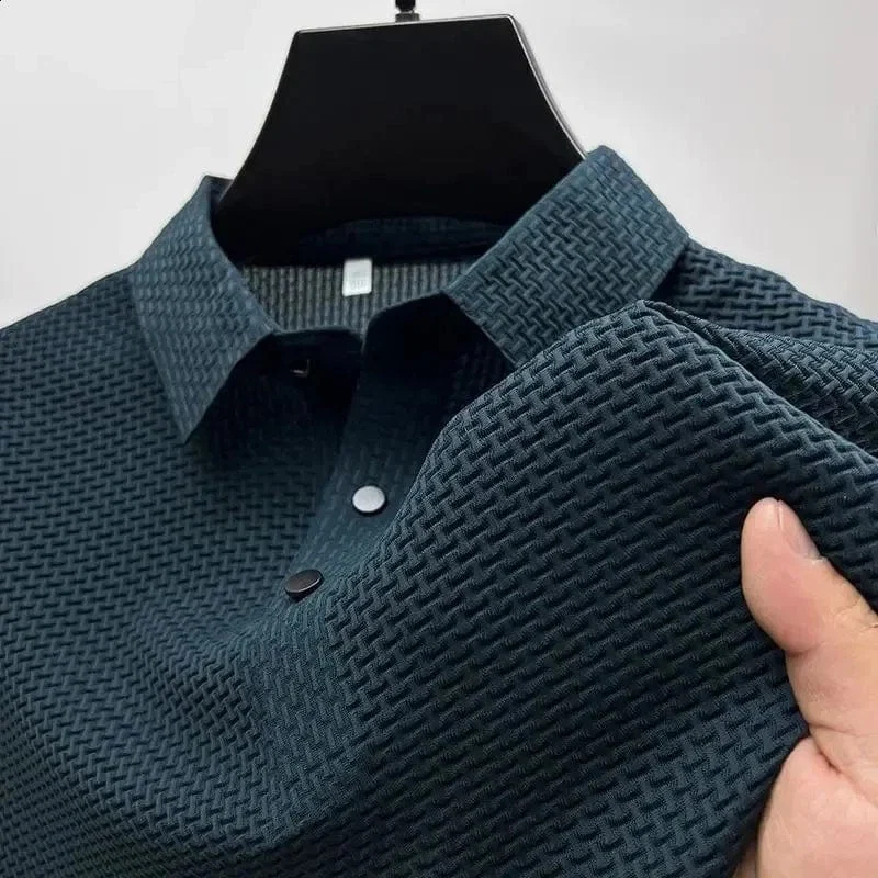 Korte ærmer Sommer Polo Shirt til Mænd - Åndbar - Silke - Strikket - Billede 3