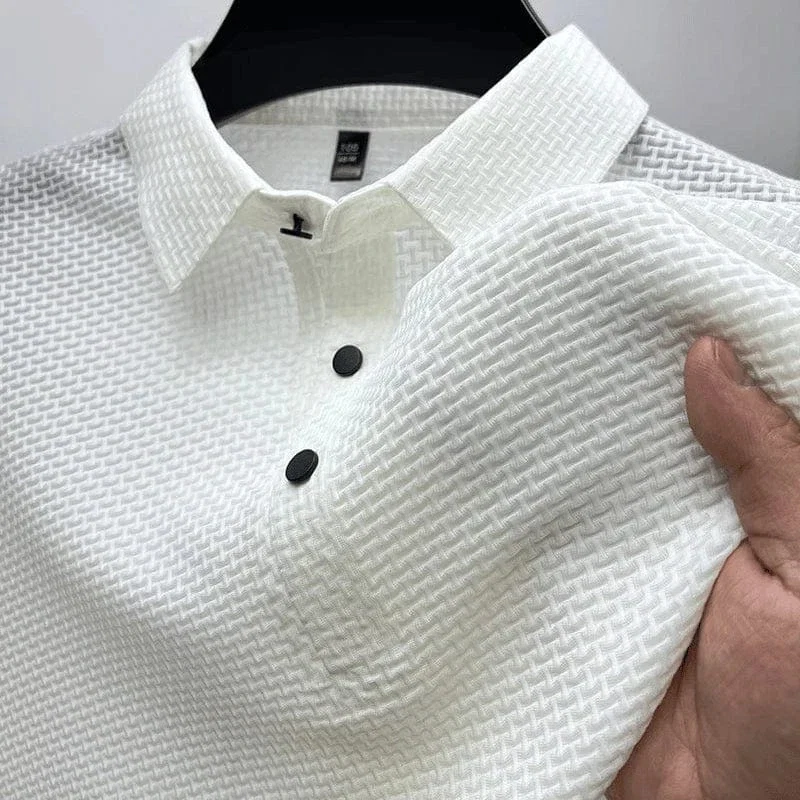 Korte ærmer Sommer Polo Shirt til Mænd - Åndbar - Silke - Strikket - Billede 4