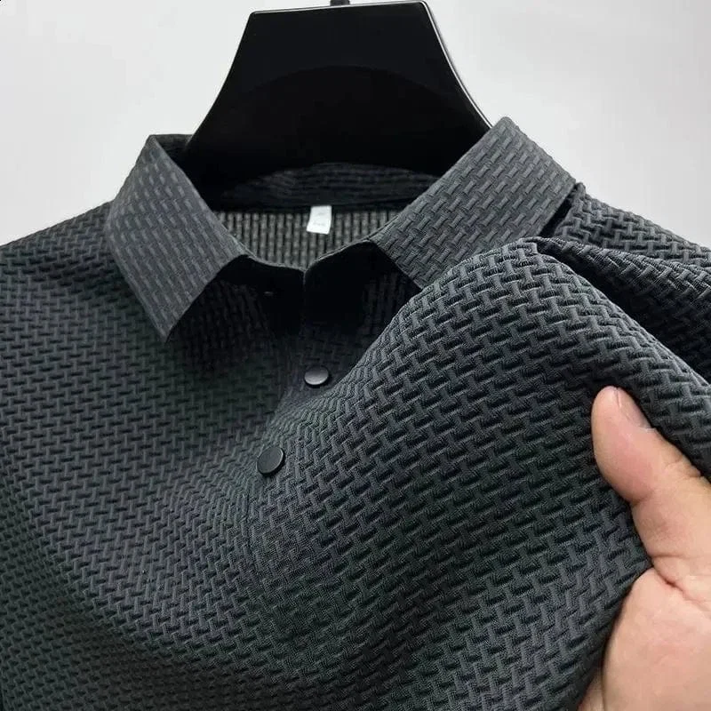 Korte ærmer Sommer Polo Shirt til Mænd - Åndbar - Silke - Strikket - Billede 5