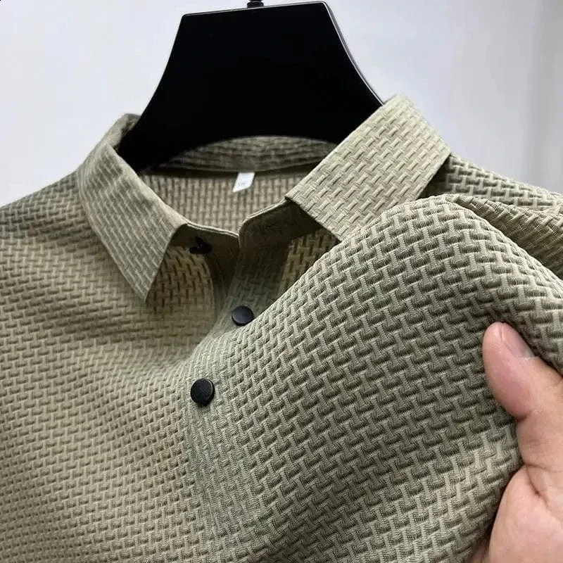 Korte ærmer Sommer Polo Shirt til Mænd - Åndbar - Silke - Strikket - Billede 7