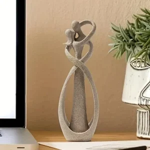 Kyssende Par Abstrakt Skulptur - Figurine - Resin - Boligindretning