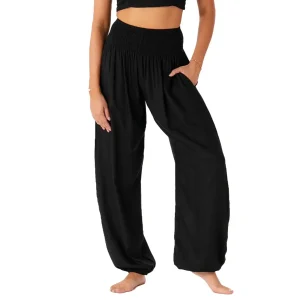 Sort Haremsbukser Dame - Høj Talje - Boho - Baggy Bukser - Yoga