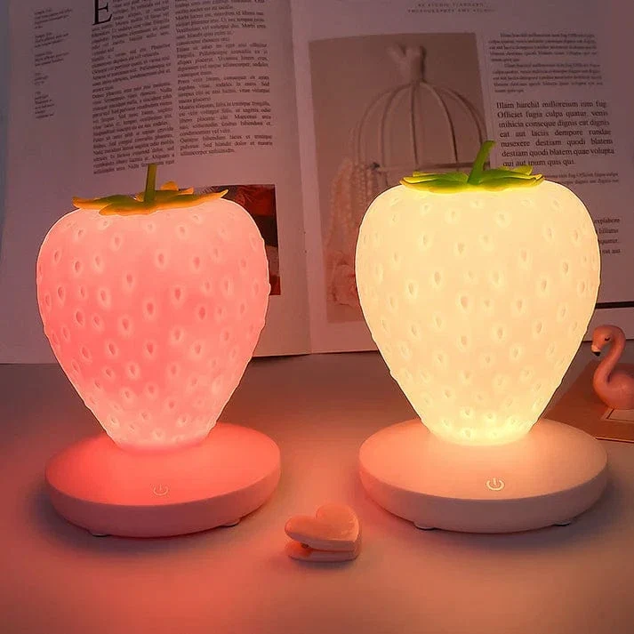 Strawberry LED Sengelampe - Silikone - Natlampe - Genopladelig - Billede 6