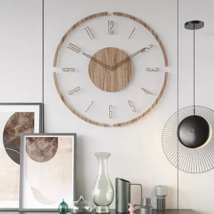 Transparent Acrylic Vægur af Træ - Lydløst Vægur - Vægur med Tal - 35 cm